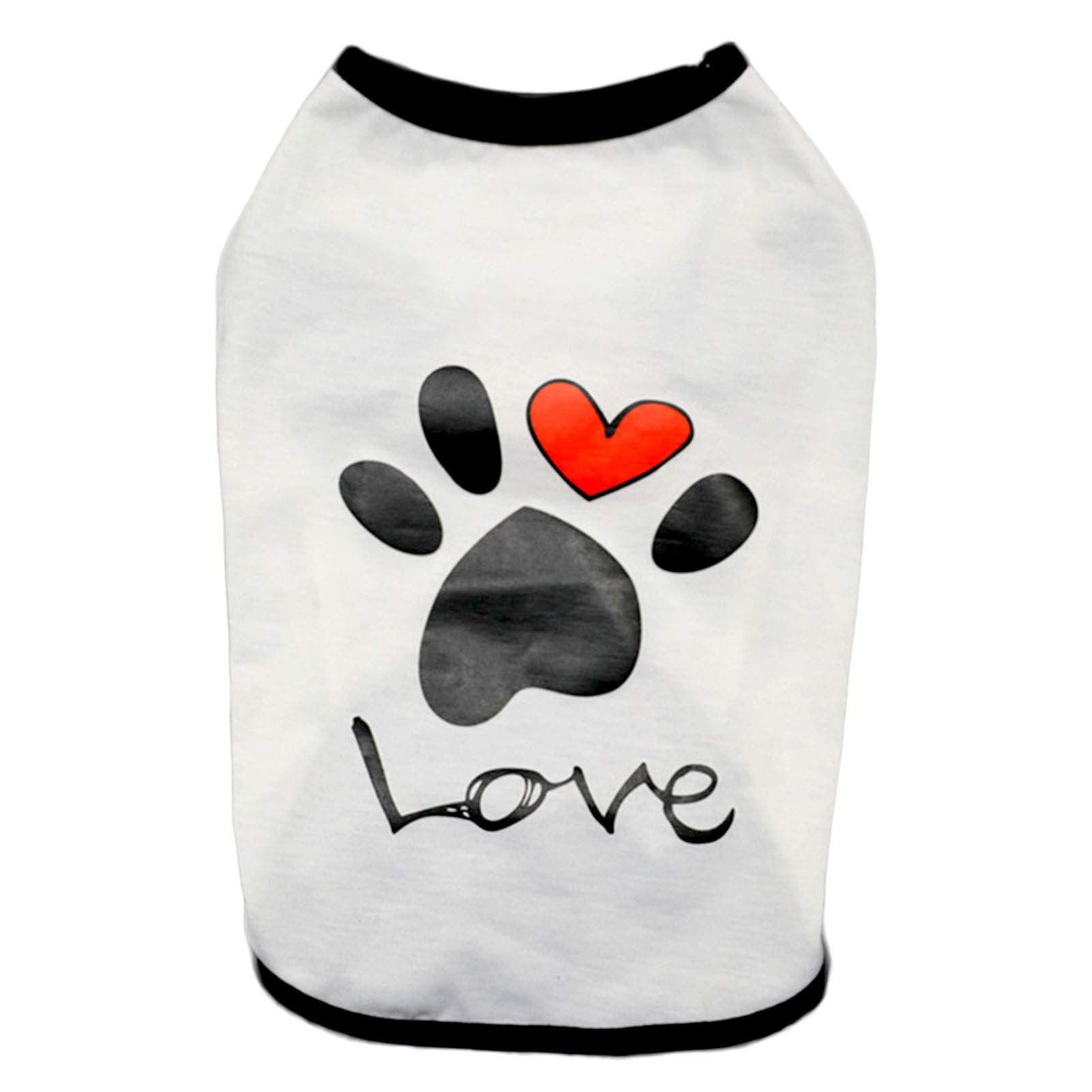 SONGBIRDTH Summer Dog Clothes - Cute Heart Paw Print Breathable Puppy Vest for Small Dogs, White XS | Perfect for Outdoor Walks, Beach Trips & Summer Fashion