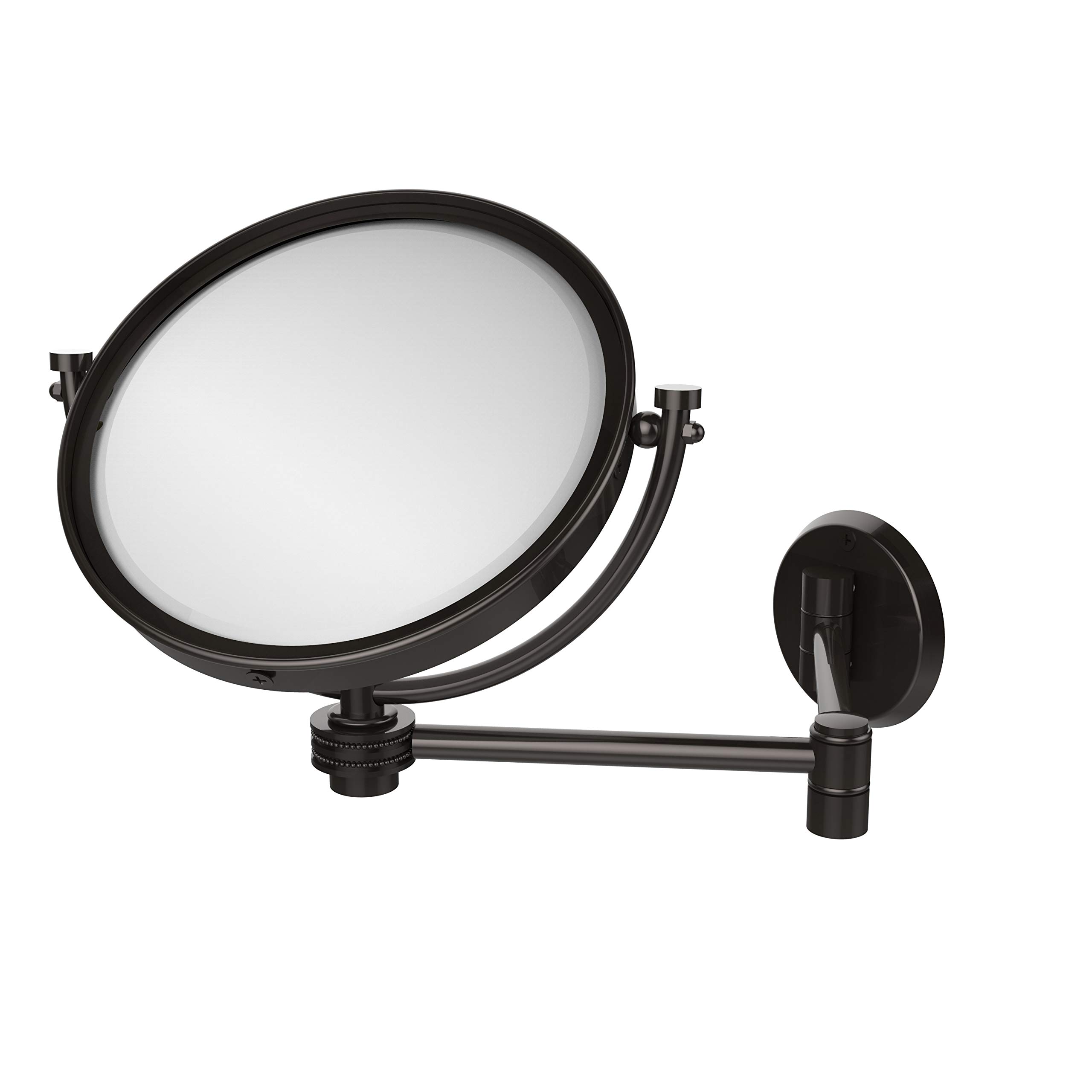 Allied Brass WM-6D/3X-ORB 8 Inch Wall Mounted Extendable 3X Magnification Makeup Mirror with Dotted Accent, Oil Rubbed Bronze - Perfect for Bathroom Vanity, Dressing Room & Makeup Application