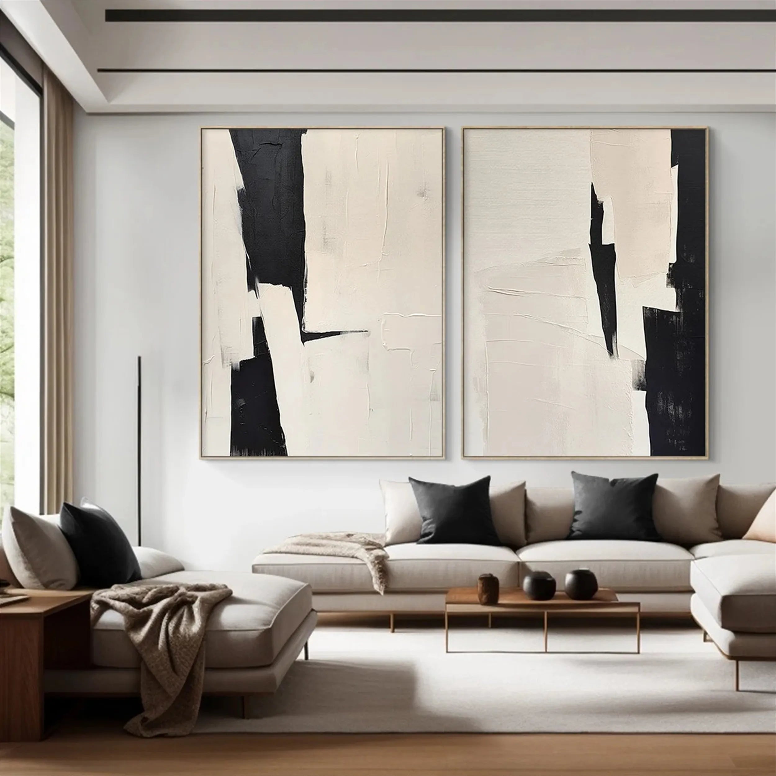 Abstract Tranquility Set of 2 Wall Art Paintings - Modern Minimalist Canvas Prints for Living Room, Bedroom & Office Decor #WS128
