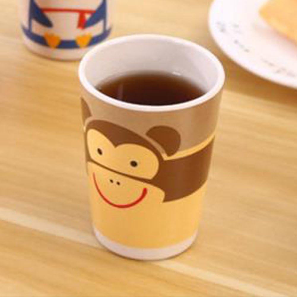 Eco-Friendly Bamboo Fiber Cup with Cute Cartoon Monkey Design - Perfect for Water, Milk, Juice, Coffee & Hot/Cold Drinks - Ideal for Kids, Office Use & Outdoor Activities
