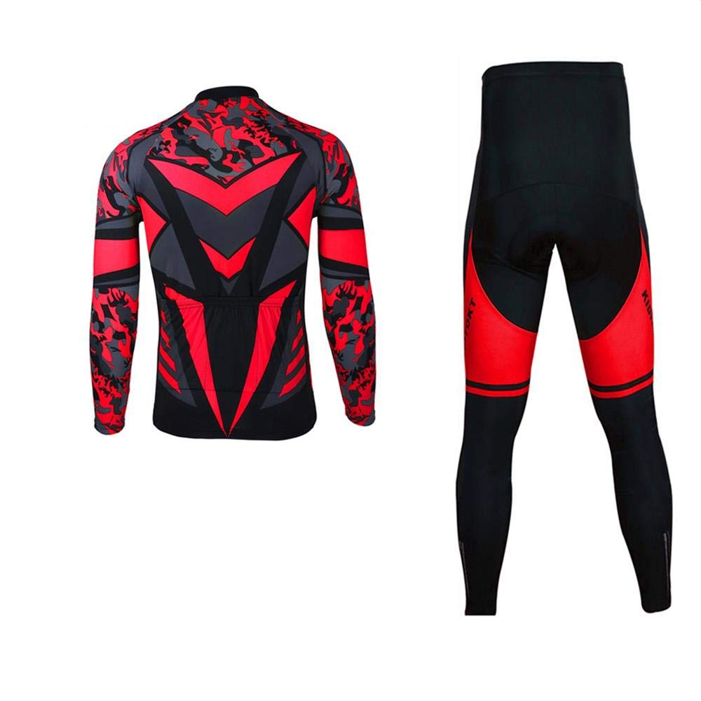 Men's Pro Cycling Jersey Set - Long Sleeve Quick Dry Bike Jacket & Bib Shorts with 9D Padding - Breathable Moisture Wicking Cycling Outfit for Road Biking & Mountain Training