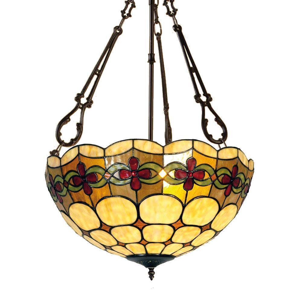 Atlantic Large Inverted Tiffany Style Ceiling Light Fixture with Decorative Chain - Perfect for Dining Room, Living Room & Bedroom Lighting