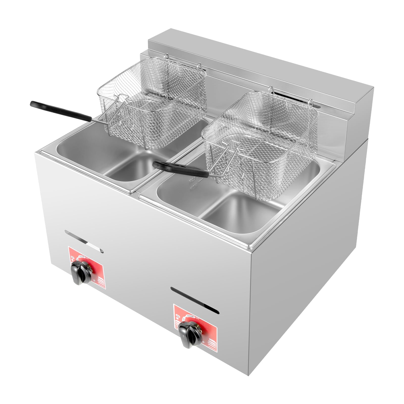 12.7QT Stainless Steel Deep Fryer with Baskets & Lid - 12L Countertop Oil Fryer for Home Kitchen, Snacks, Chicken, Fish - Gas (LPG) & Electric Options - Perfect for Restaurants, Food Trucks & Outdoor Cooking