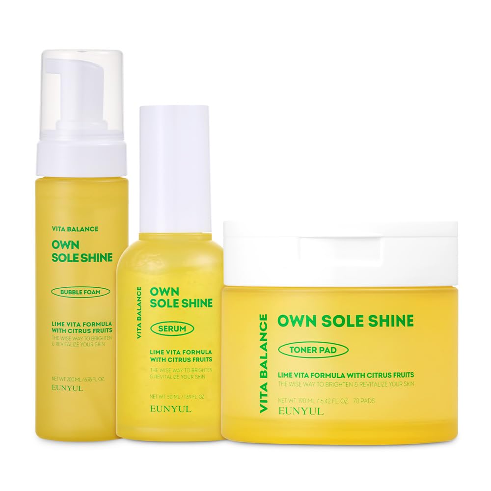 EUNYUL Vita Lime Skincare Set - Korean Facial Cleanser, Serum & Toner Pad for Brightening & Hydration | Perfect for Daily Skincare Routine & Glowing Skin
