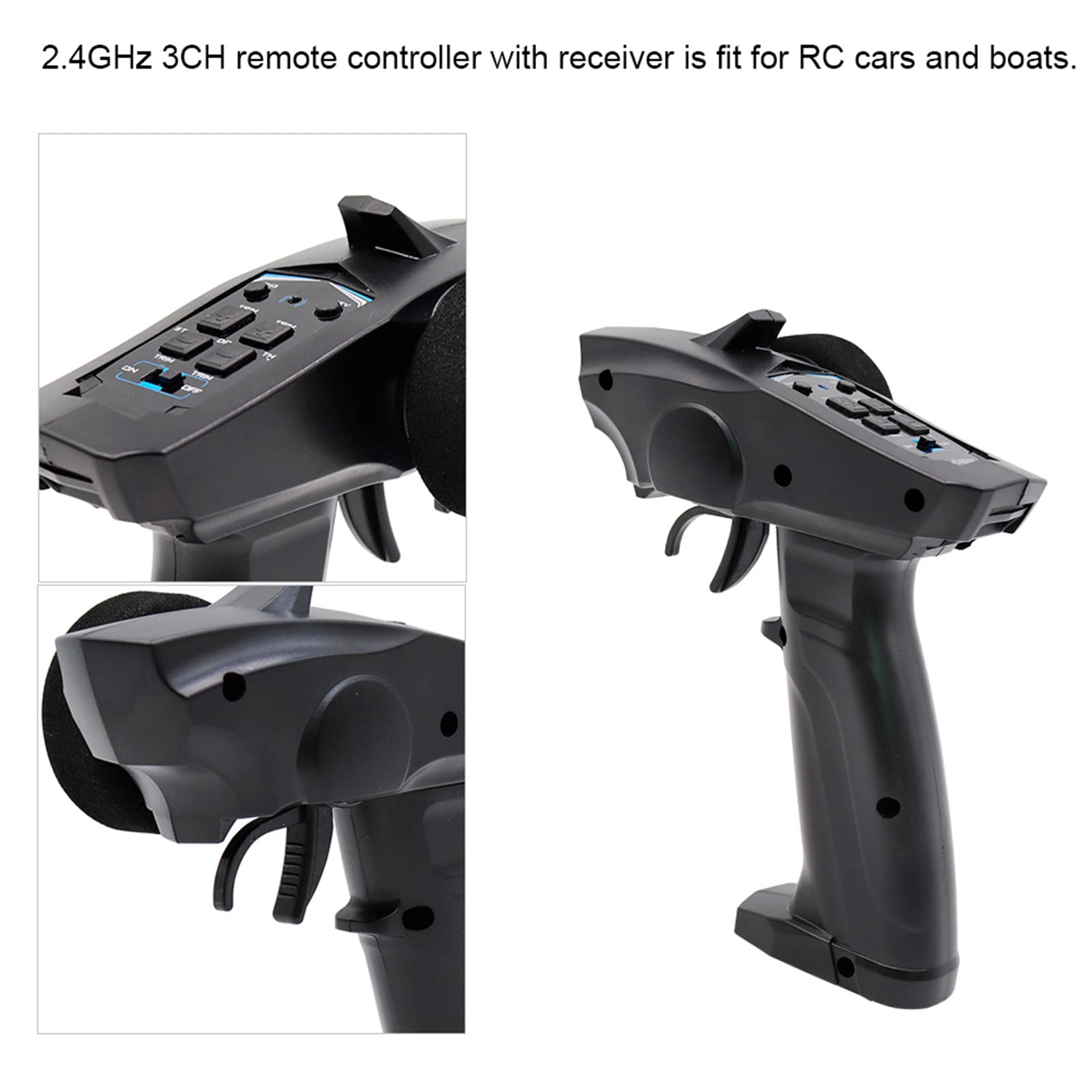 RC Boat Remote Control Transmitter with Trim Adjustment & Low Battery Warning for RC Cars/Boats - Perfect for Hobbyists & Outdoor Water Racing Enthusiasts