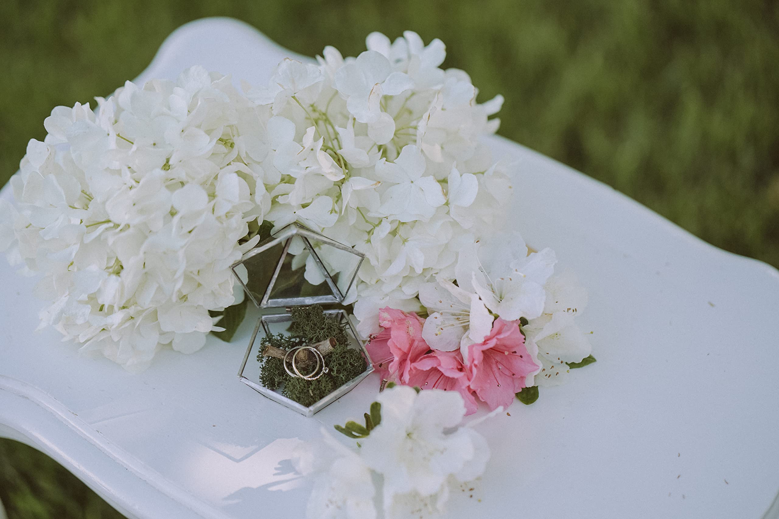 Silver Glass Wedding Ring Box - Proposal & Engagement Holder for Jewelry