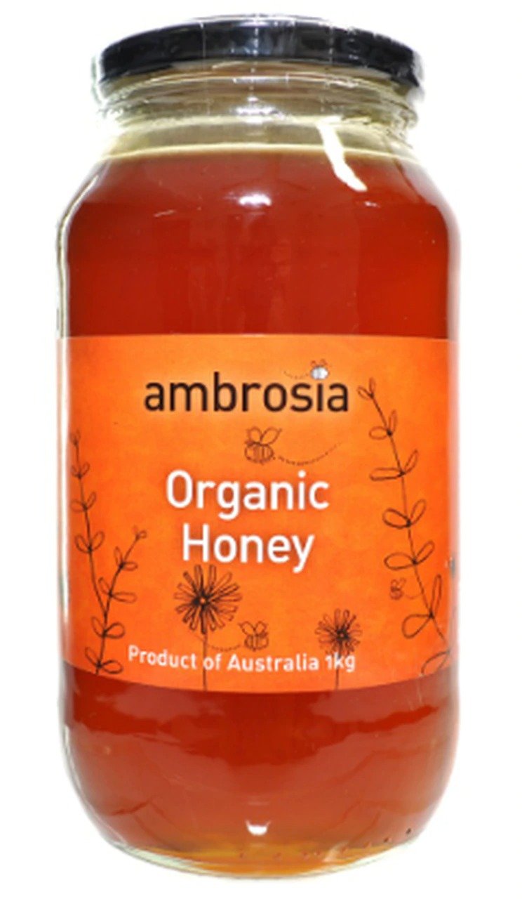 Pure Organic Ambrosia Honey - Raw, Unfiltered & Natural Sweetener for Tea, Baking & Healthy Snacks