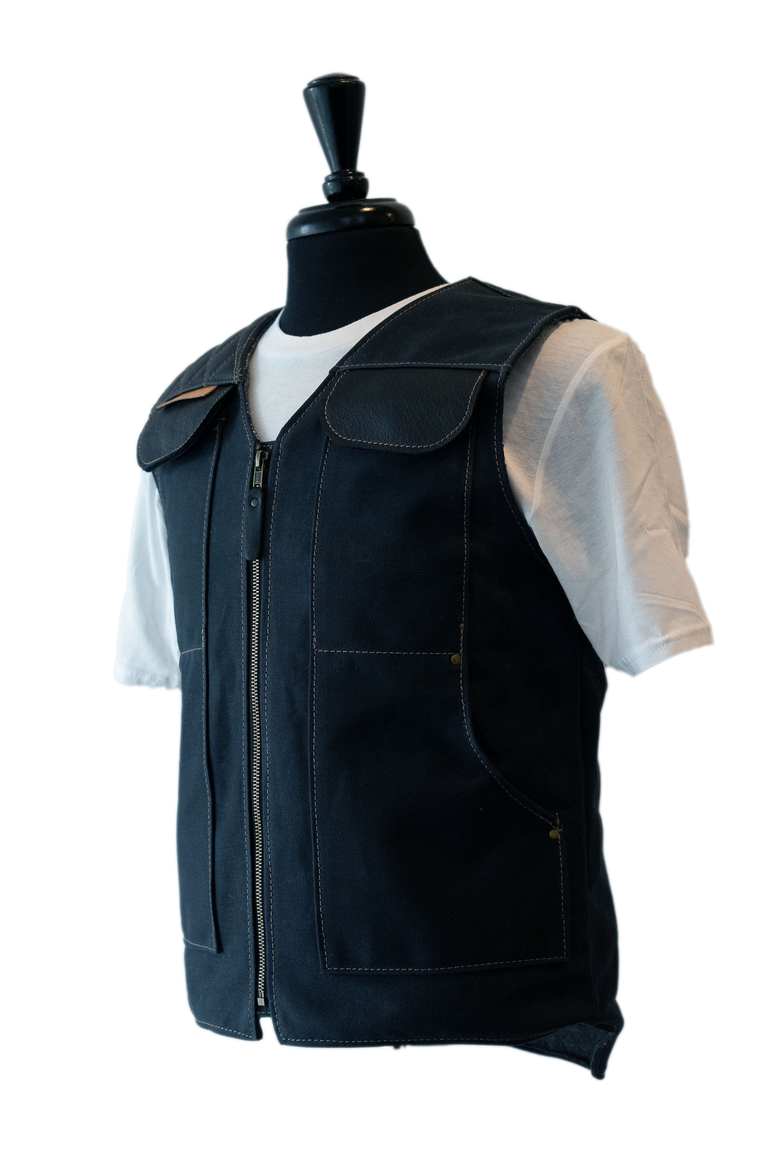 LIMITED EDITION Black Canvas & Leather Vest - Preorder Now for Exclusive Style | Perfect for Outdoor Adventures & Urban Fashion