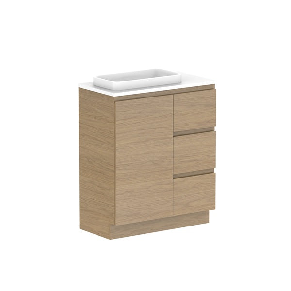 ADP Glacier Pro Ensuite Door and Drawer Trio Vanity with Solid Surface Top - Modern Bathroom Vanity Set with Storage for Home & Hotel Use