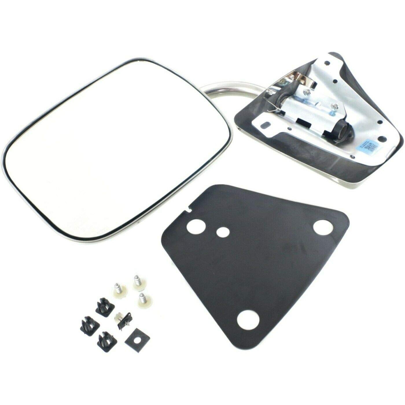 Stainless Steel Manual Side View Mirrors LH & RH Pair Set for Trucks - Durable Replacement Mirrors for Enhanced Visibility and Safety While Driving