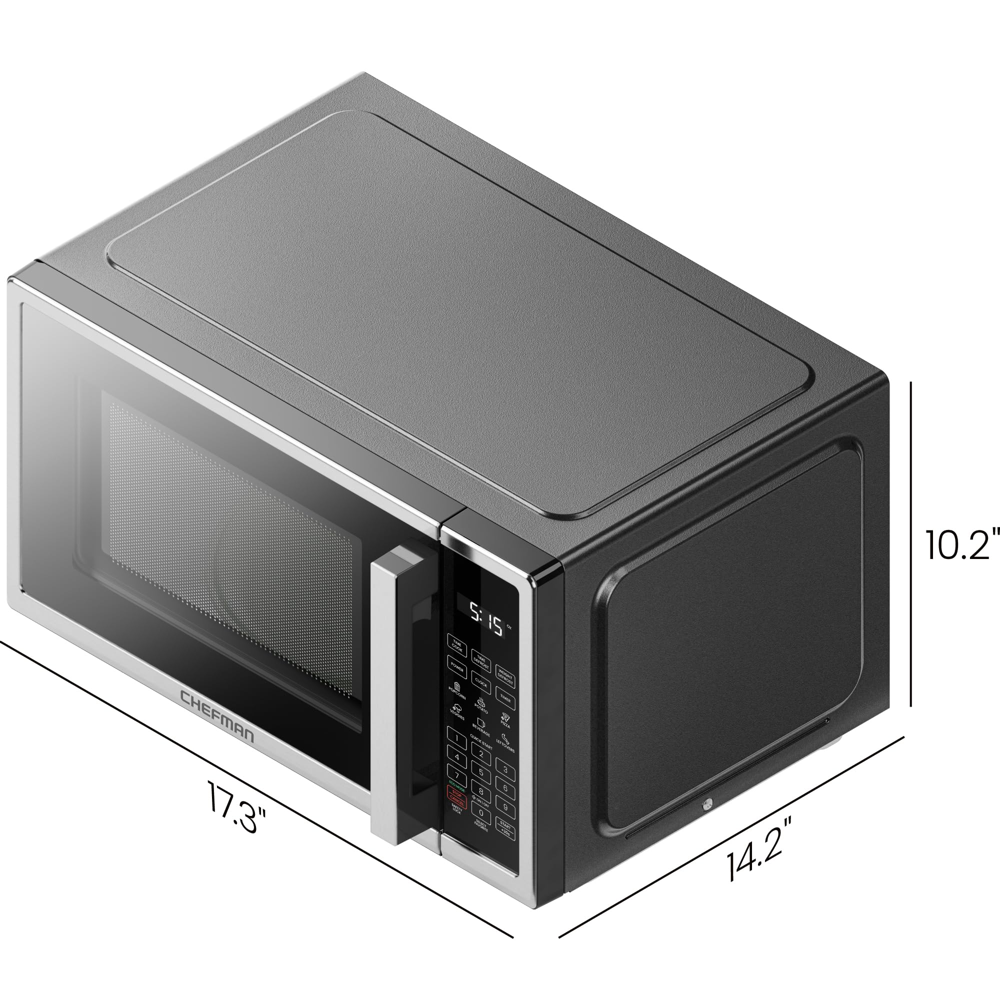 Chefman 0.7 Cu. Ft Stainless Steel Countertop Microwave Oven - 700W Digital Microwave with 6 Auto Menus, 10 Power Levels, Eco Mode & Child Lock - Perfect for Small Kitchens, Dorms & Offices