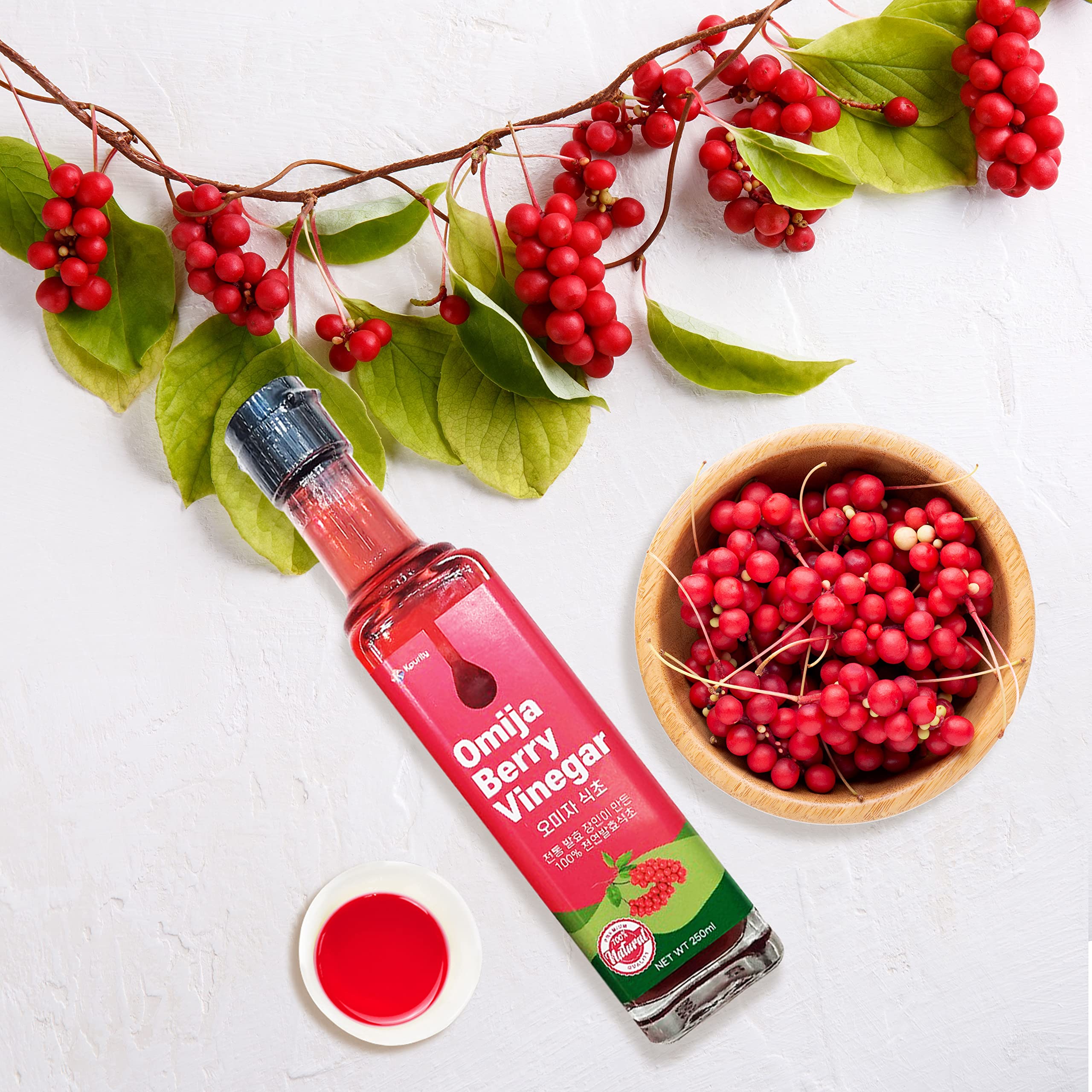 Organic Kpurity Omija Schisandra Berry Vinegar 250ml - 100% Natural, Non-GMO, Fermented Superfood for Immune Support & Digestion - Perfect for Smoothies, Salad Dressings & Wellness Shots