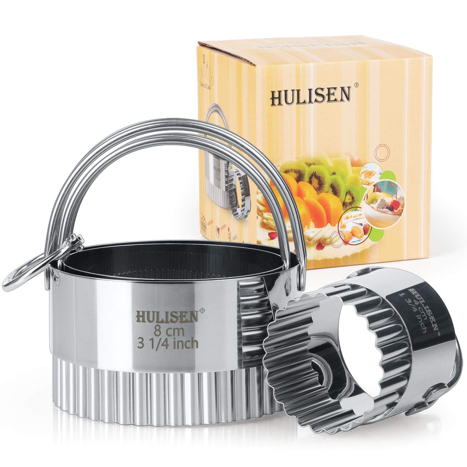 HULISEN 3-Piece Biscuit Cutter Set - Stainless Steel Round Cookie Cutters with Ergonomic Handles for Professional Baking - Perfect for Cookies, Pastries, and DIY Cake Decorating