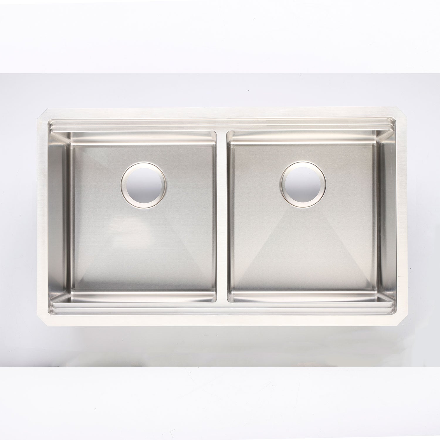 DAX Workstation Double Bowl Double Level Sink 32 x 18 Inches, 18G Stainless Steel with R10 Radius - Perfect for Commercial Kitchens & Restaurant Prep Stations
