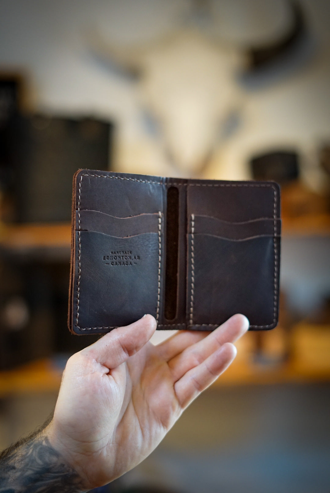 Mini Trucker Wallet for Men - Slim RFID Blocking Bifold Wallet (Fleet Sienna) - Perfect for Everyday Carry, Travel & Business Use