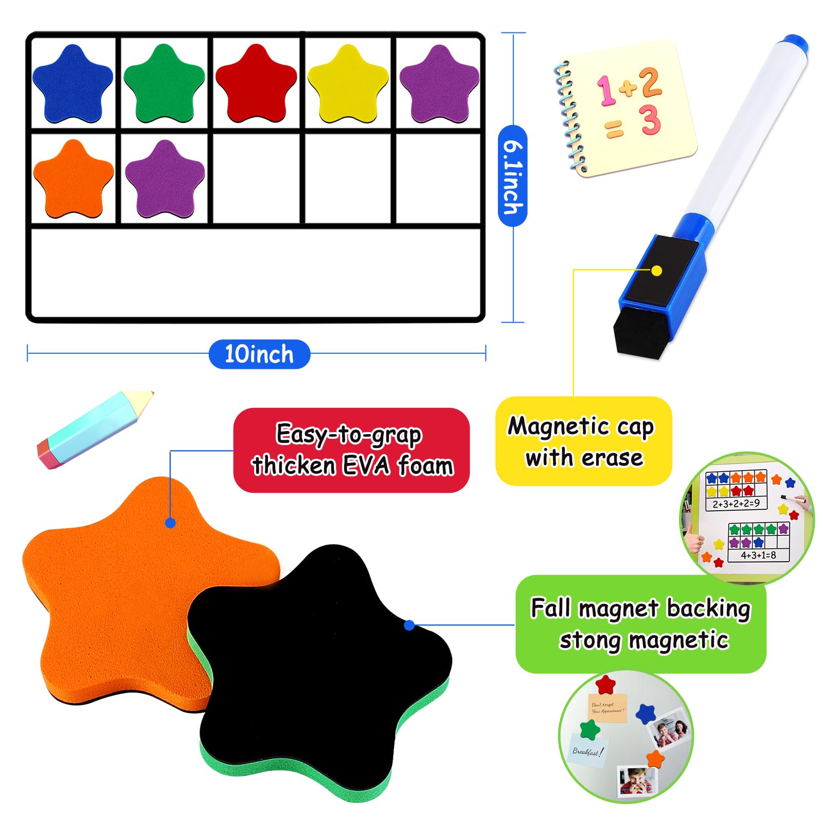 LOOIKOOS Magnetic Ten-Frame Math Set for Kids - Classroom & Homeschool Learning Toys