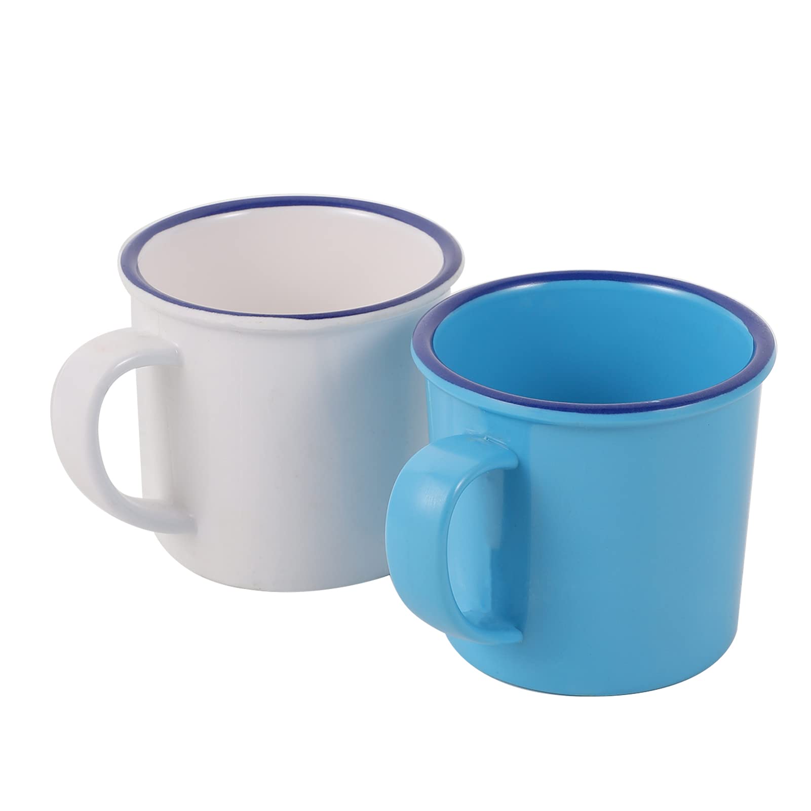 Vintage Coffee Mugs Set of 2 - Retro Style Melamine Drinking Cups with Handle for Coffee, Tea & Water - Perfect for Camping, Hiking, Office & Home Use