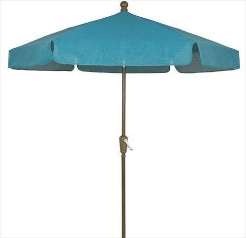 7.5ft Teal Patio Umbrella with Push-Button Tilt - Champagne Bronze Pole for Outdoor Garden, Poolside & Backyard Relaxation