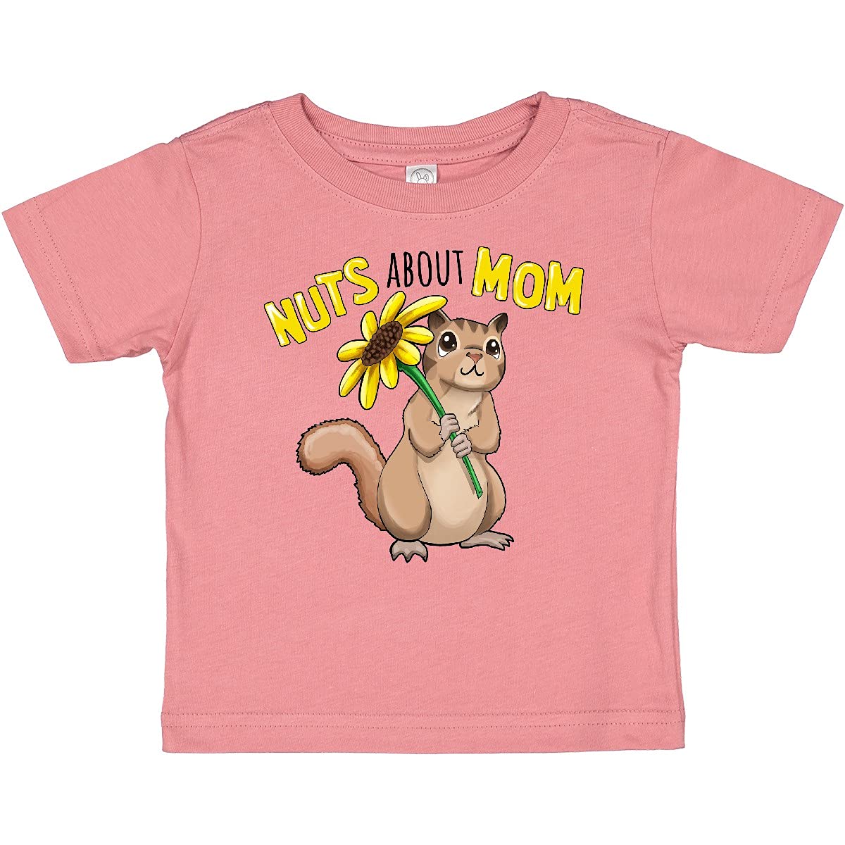 Inktastic 'Nuts About Mom' Cute Chipmunk with Sunflower Baby T-Shirt - Perfect for Mother's Day, Baby Showers & Family Photos