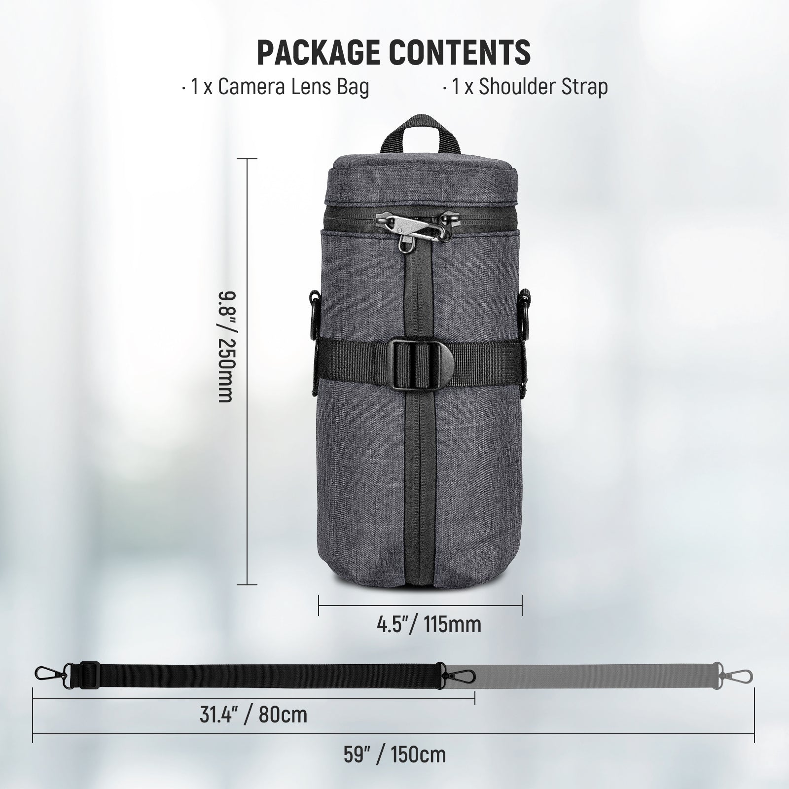 NEEWER PB011 Waterproof Camera Lens Pouch - Protective Case for DSLR & Mirrorless Lenses - Durable & Lightweight for Travel, Hiking & Outdoor Photography
