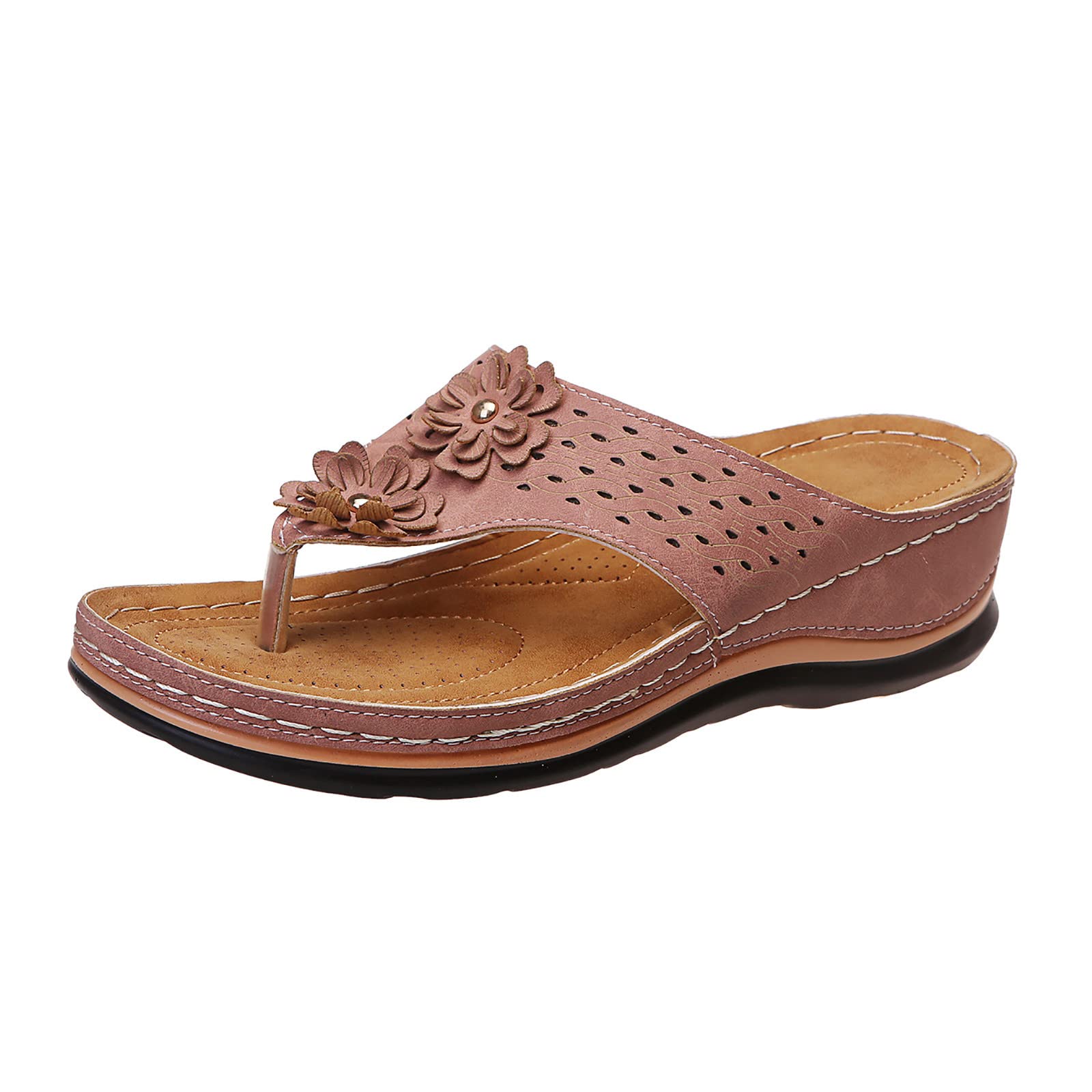 TUQIDEWU Women's Comfortable Orthopedic Sandals 2024 - Summer Walking Flip Flops with Wedge Heel for Plantar Fasciitis Relief | Perfect for Beach, Vacation & Casual Outings