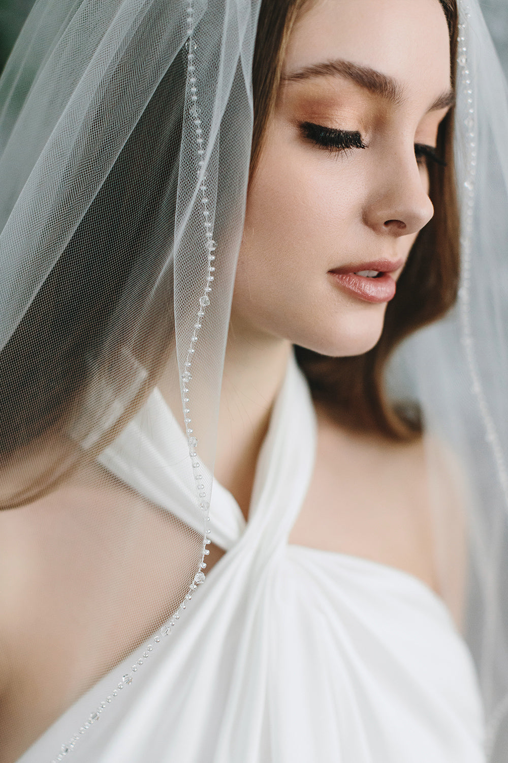 Elegant Eden Crystal Wedding Veil - Handmade Bridal Veil with Sparkling Crystals for Bride | Perfect for Church Ceremony, Outdoor Wedding & Photography