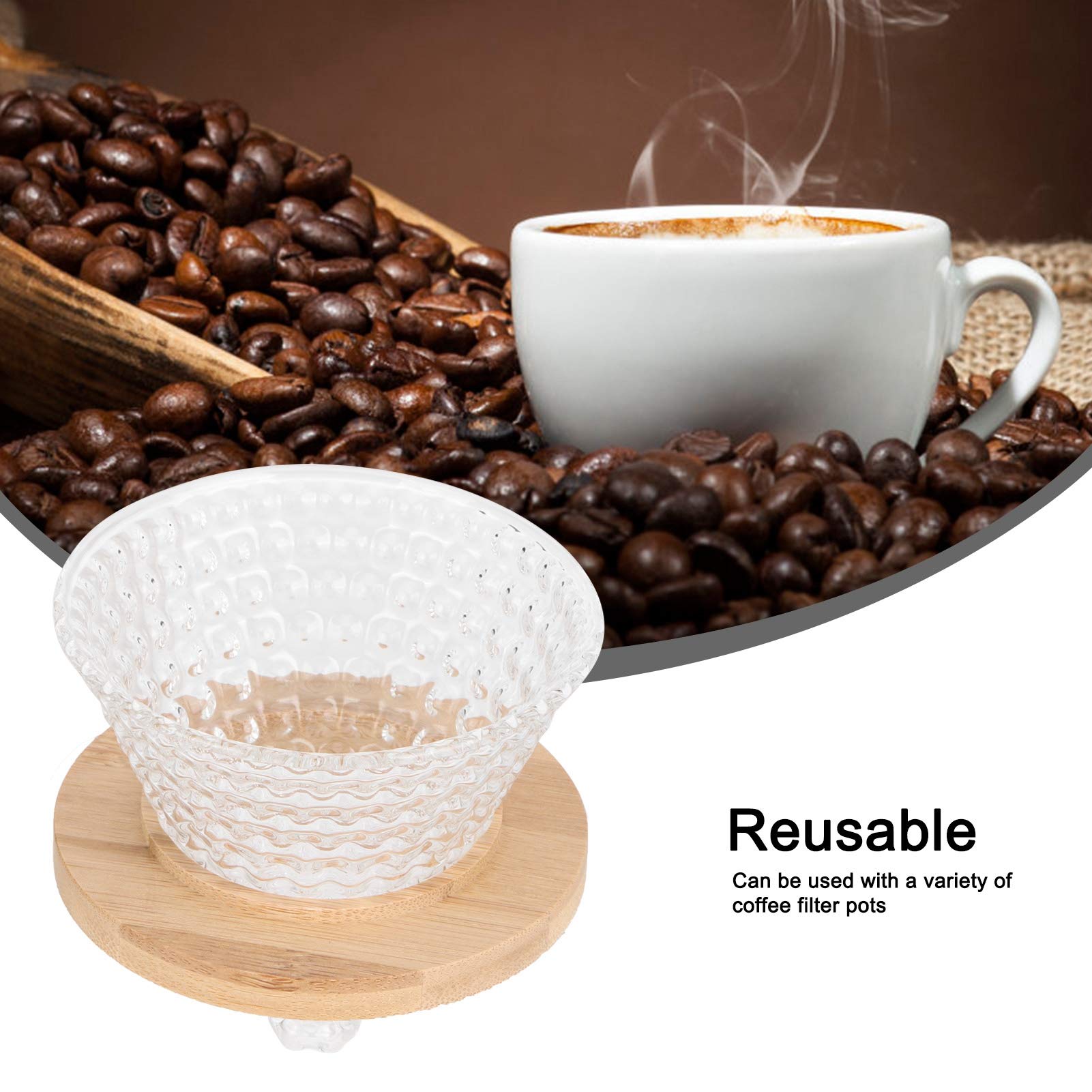 Reusable Glass & Wooden Coffee Dripper Filter - Eco-Friendly Pour Over Coffee Maker for Home & Office Use - Perfect for Specialty Coffee Brewing & Daily Caffeine Fix