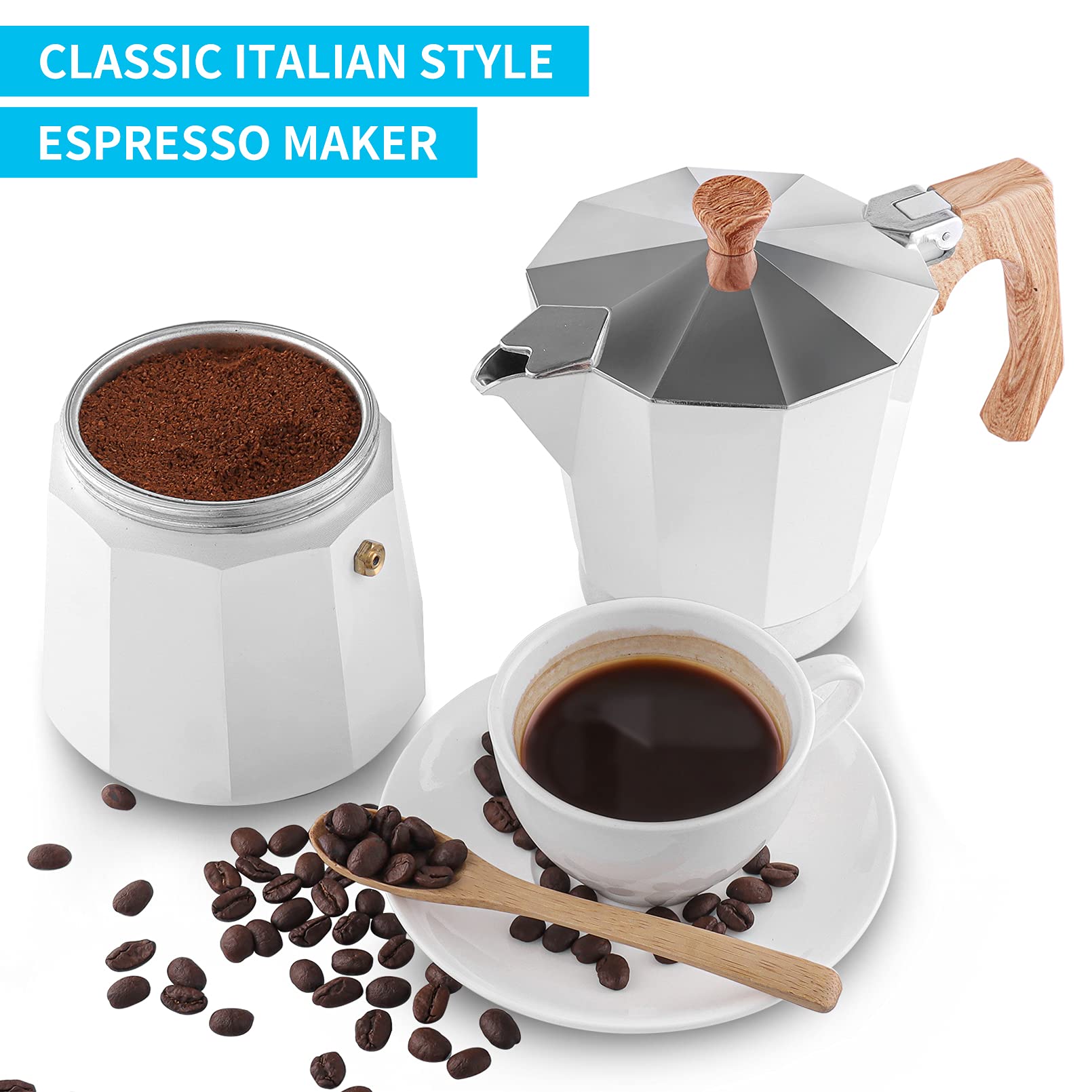 Wedrink Stovetop Espresso Maker - 9 Cup Aluminum Moka Pot (15.2oz) for Cuban & Italian Coffee | Stovetop Coffee Brewer for Home, Camping & Gifts | Perfect for Espresso Lovers & Coffee Enthusiasts