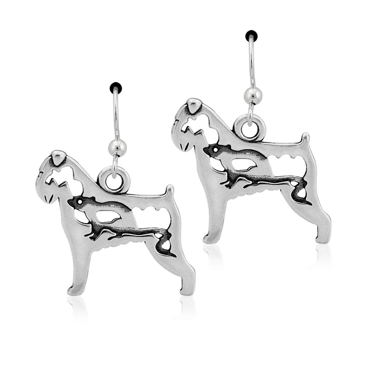 Handmade Sterling Silver Brussels Griffon Dog Earrings - Rough Coat with Rat Charm | Unique Pet Lover Jewelry for Women, Gift for Dog Owners, Perfect for Casual Wear & Special Occasions
