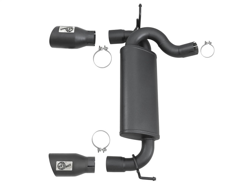 AFE Rebel Series Axle Back Exhaust System with Black Tips for Jeep Wrangler JK 2007-2018 (3.6L & 3.8L V6) - Enhanced Performance & Aggressive Sound for Off-Road Adventures