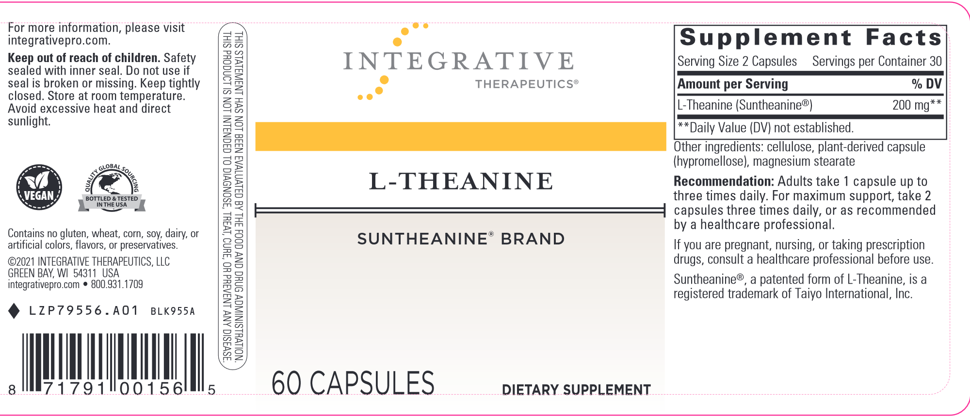 Premium L-Theanine Supplement for Stress Relief & Relaxation – Natural Calm Support for Anxiety, Focus & Sleep – Vegan, Non-GMO – Perfect for Work, Study & Meditation