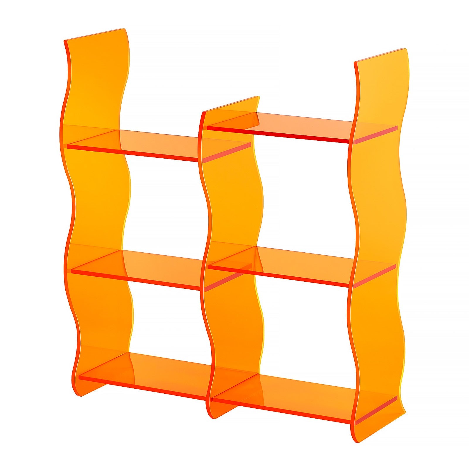 Ventray Wave Shape Acrylic Countertop Organizer - Stylish Orange Desktop Storage for Makeup, Office Supplies & Jewelry | Perfect for Bathroom, Vanity & Home Office Organization