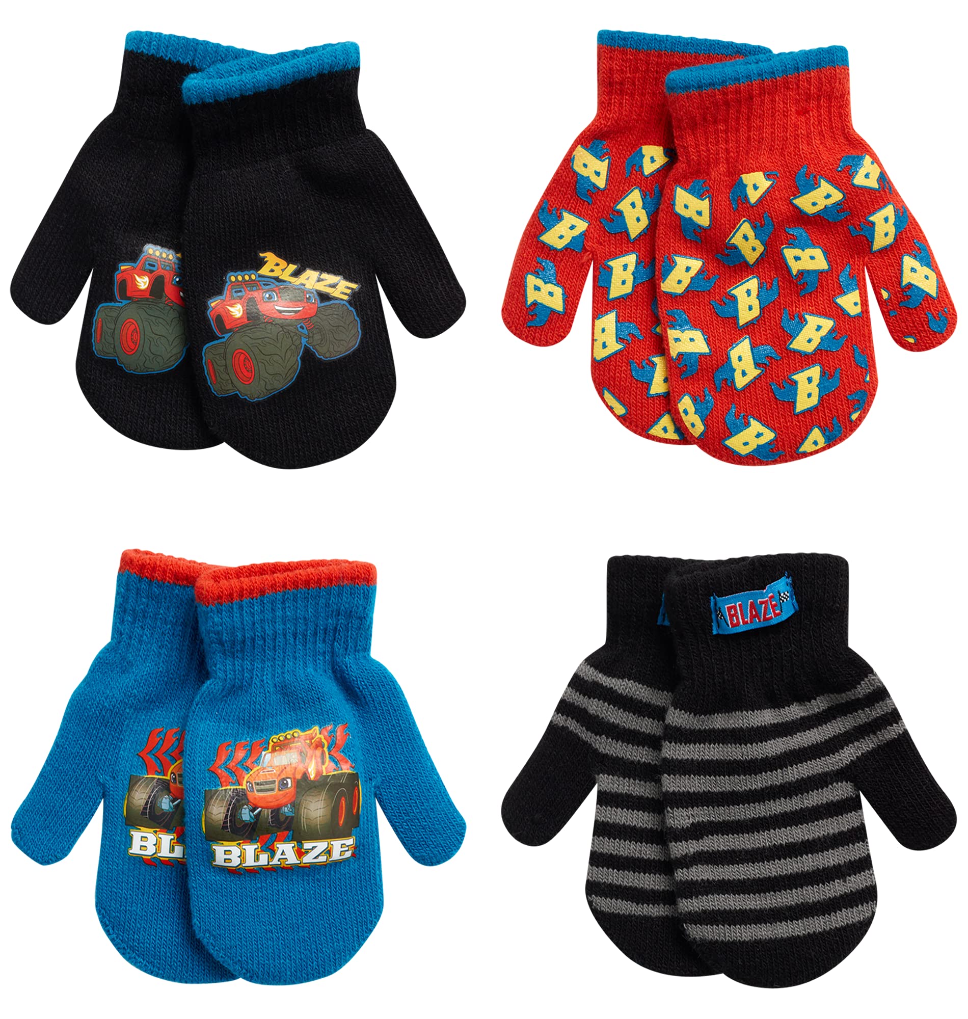 Paw Patrol & Blaze Boys Mittens Set - 4 Pack for Toddlers - Winter Play & Outdoor Fun