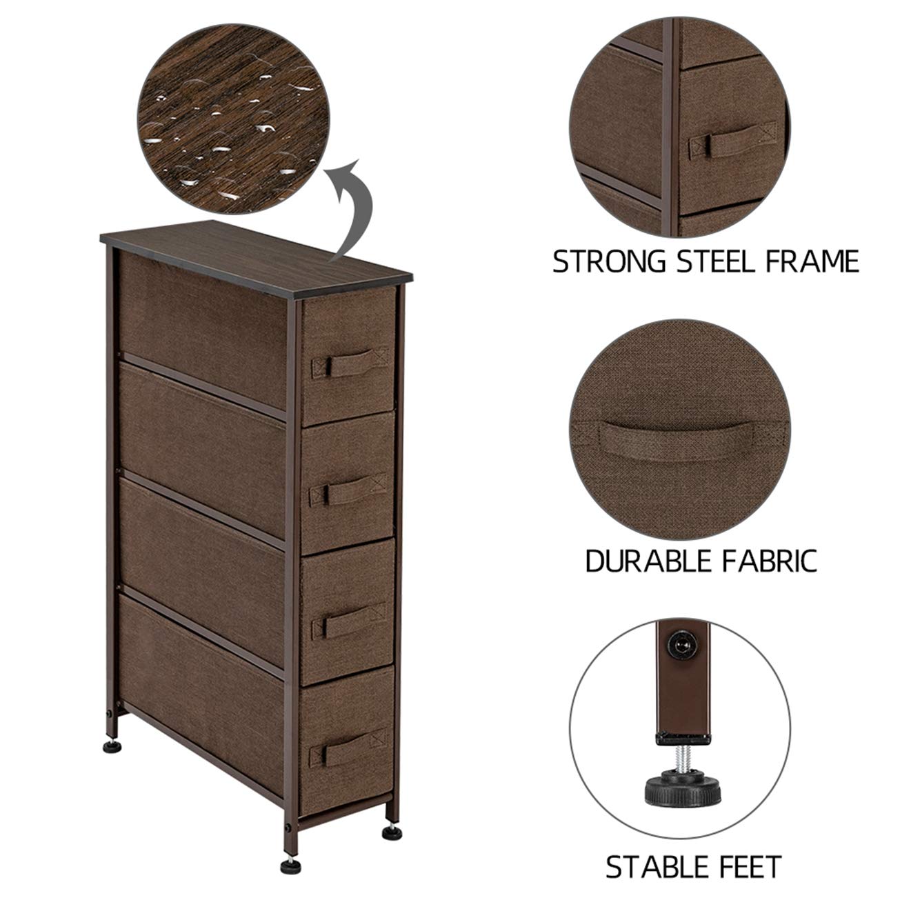 Slim Dresser with 4 Fabric Drawers - 7.9