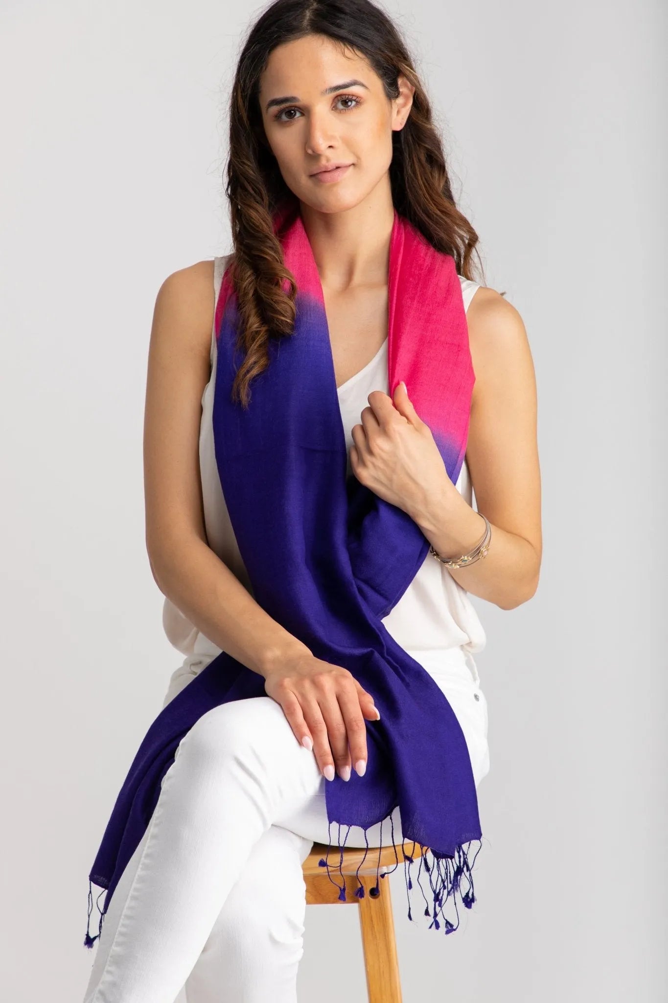 Arielle Summer Ombre Cashmere Pashmina Scarf - Soft & Lightweight Shawl Wrap for Women - Perfect for Travel, Beach & Evening Outfits