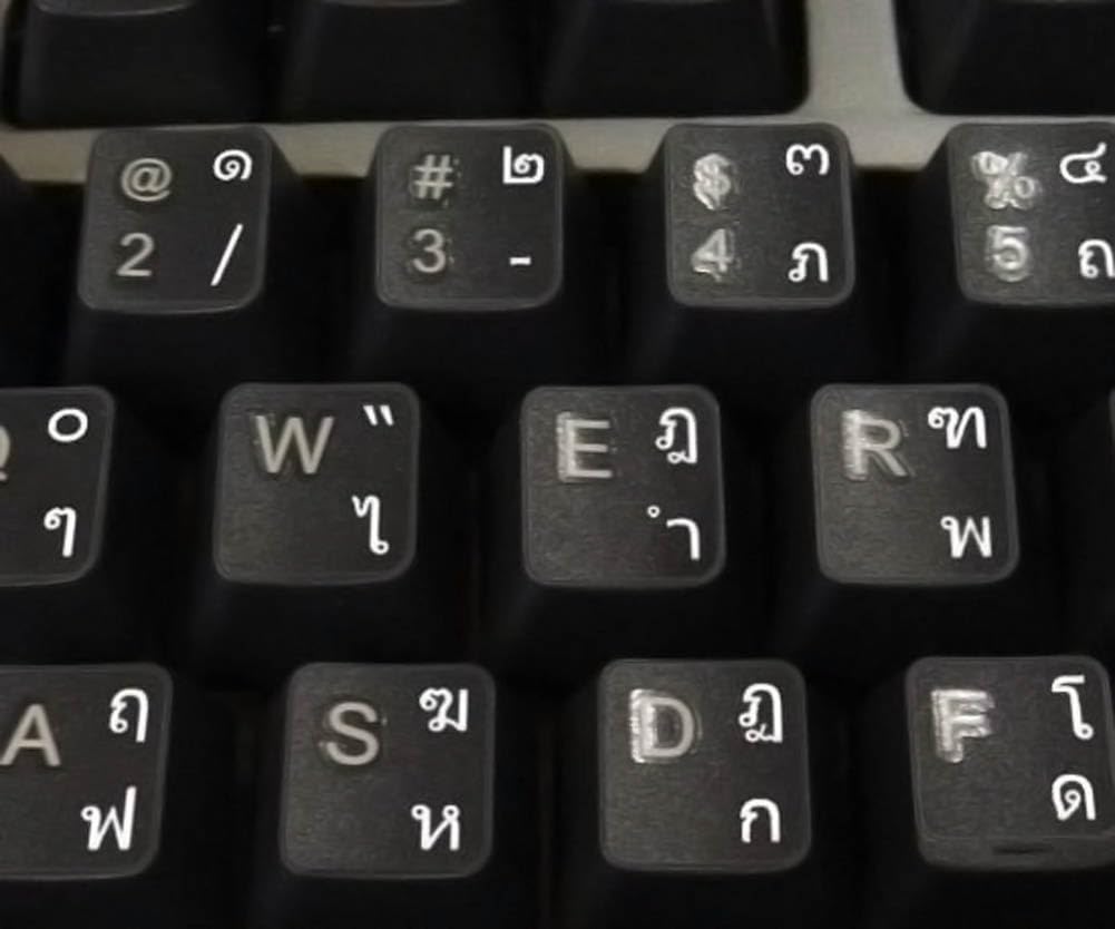 Transparent White Thai Keyboard Stickers for Laptops & PC - Non-Slip, Durable Thai Language Labels for Typing & Language Learning (Perfect for Students, Travelers & Bilingual Users)