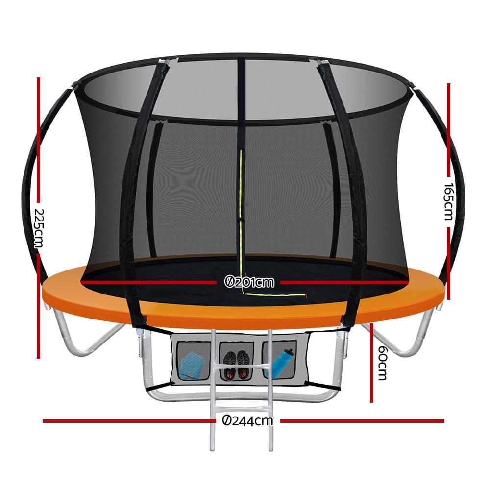 Everfit 8FT Trampoline for Kids with Safety Net, Cover & Jumping Pad - Outdoor Bounce Play, Backyard Fun, Birthday Gift (Orange)