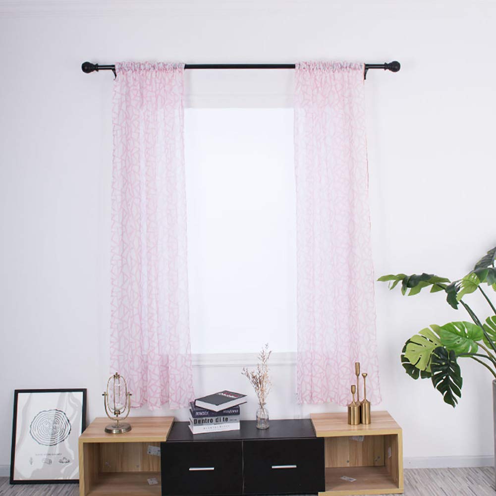 BOYOUTH Orange Sheer Voile Curtains with Irregular Fragment Digital Print - Rod Pocket Window Drapes for Small Windows (53x78 Inches, 2 Panels) - Light Filtering Bedroom, Living Room, Study Decor - Elegant Pink Home Textiles for Modern Interior Design