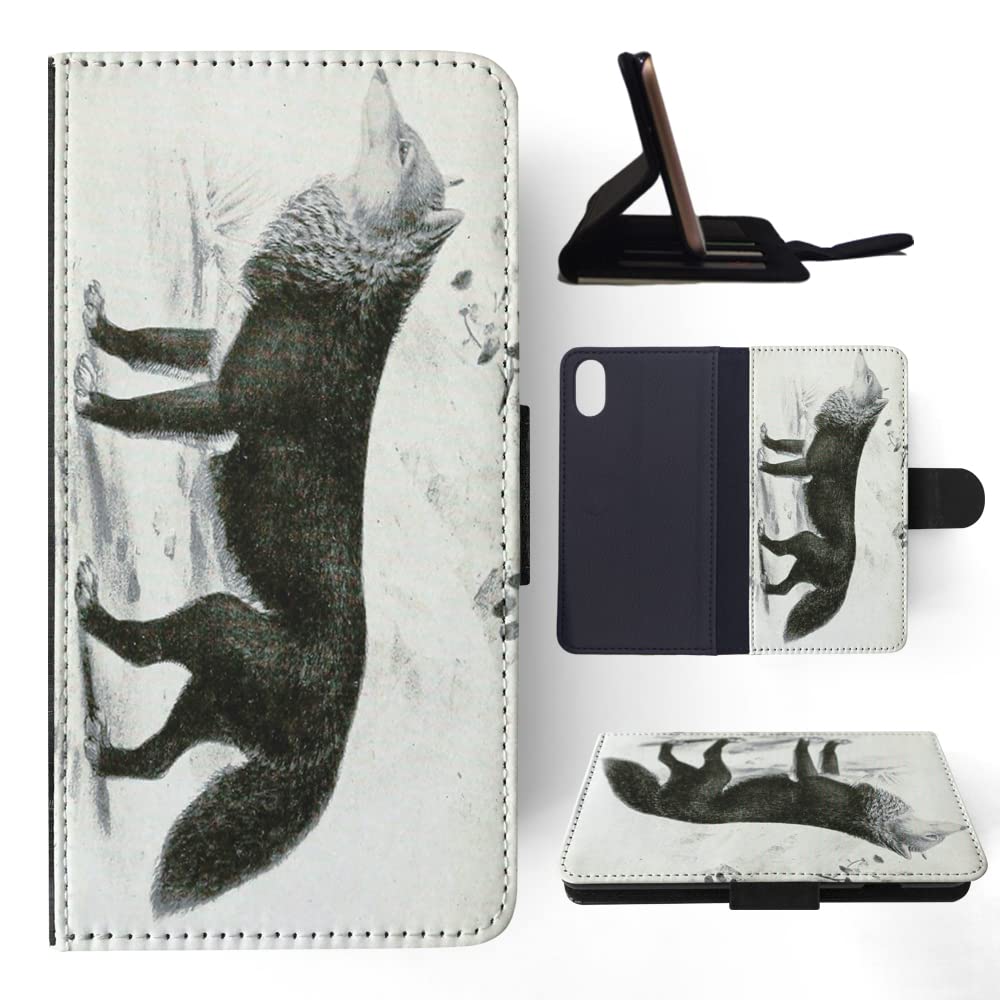 Wolf Dog Sketch Art Drawing Flip Wallet Phone Case for Apple iPhone X & Xs - Stylish Protective Cover for Everyday Use & Travel