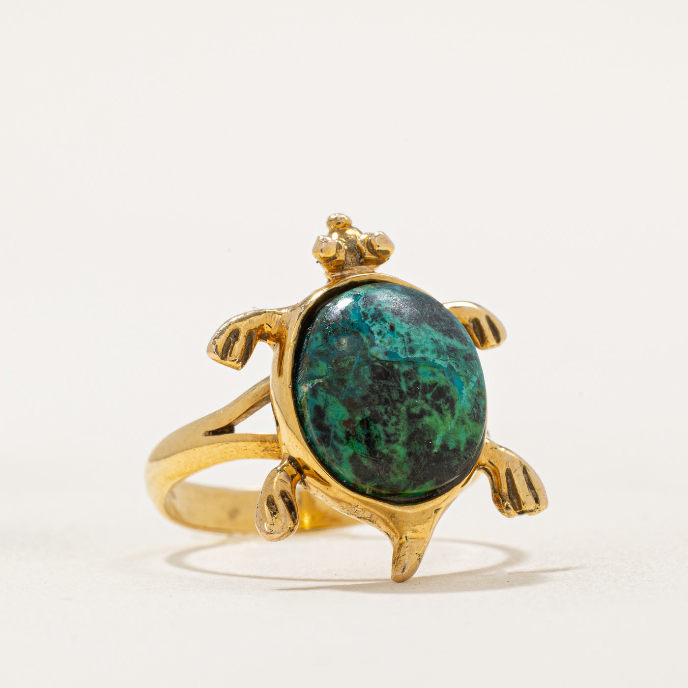 Chrysocolla Turtle Ring for Women | 3.50 Carat Natural Stone | Size 7.5 | Handmade Sterling Silver Jewelry | Perfect for Beach Vacation, Boho Fashion & Spiritual Healing