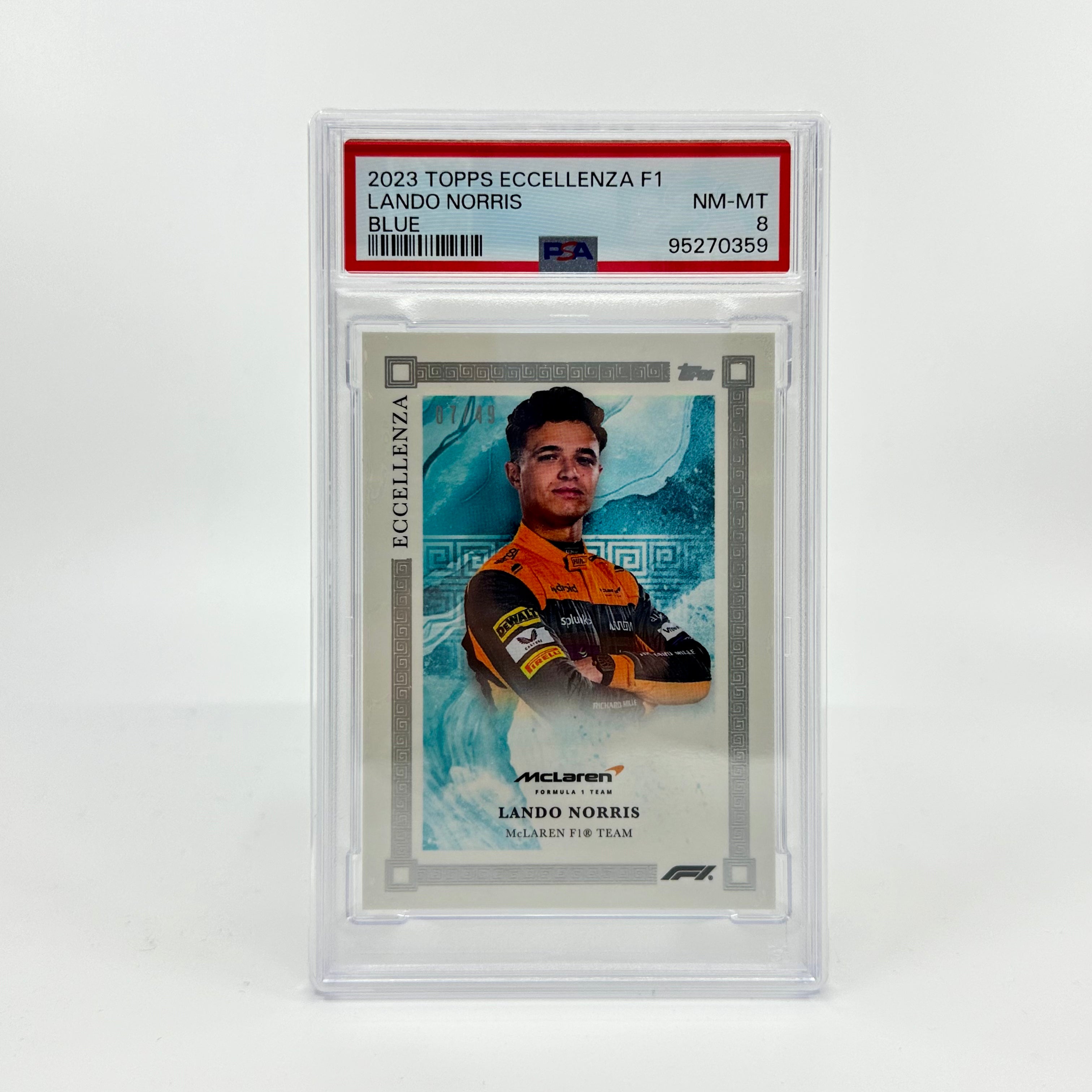 2023 Topps Eccellenza Lando Norris Blue Parallel PSA 8 /49 - Rare Racing Collectible for F1 Fans & Sports Memorabilia Enthusiasts