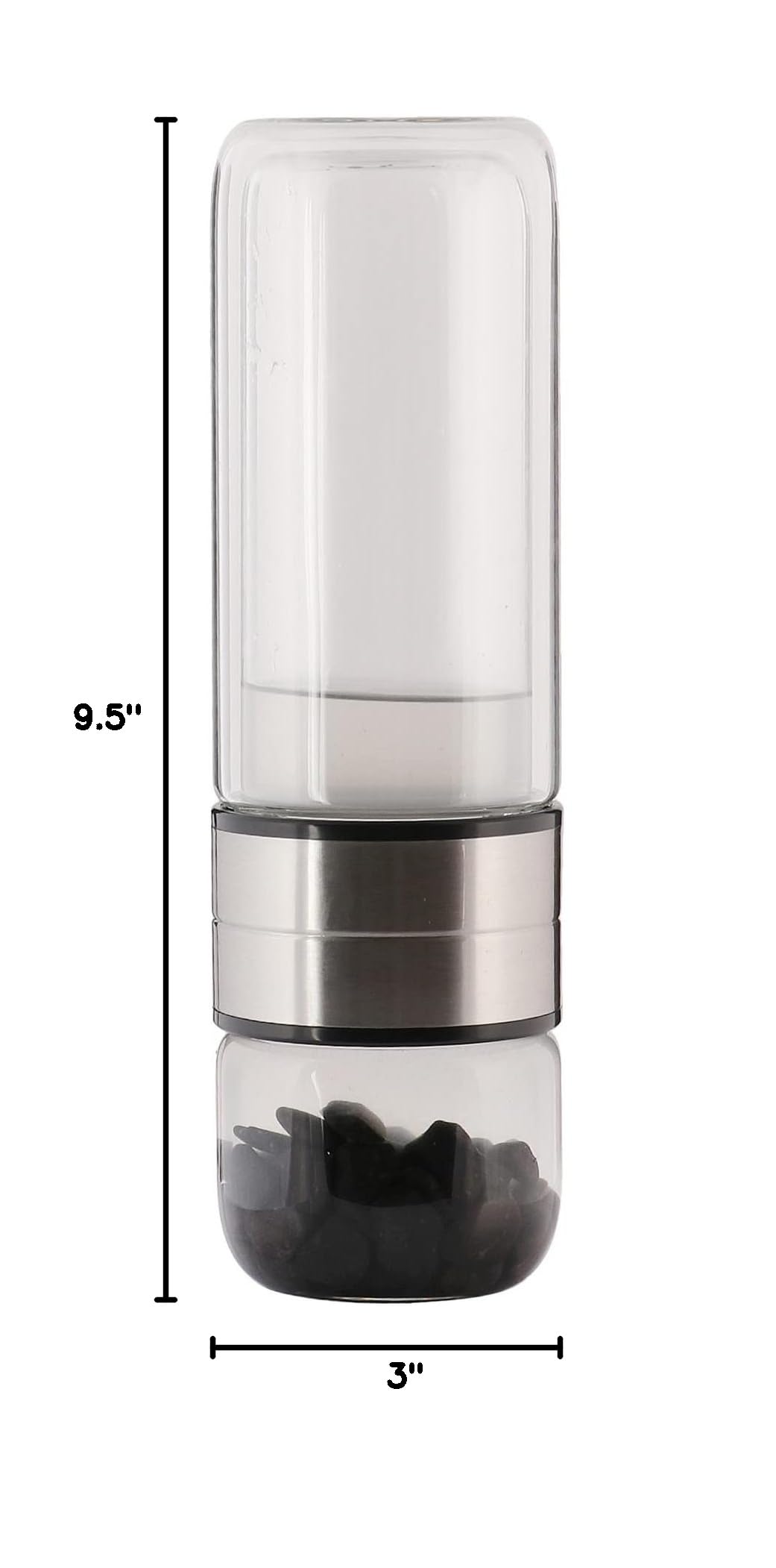 GEMHUB Crystal Water Bottle Set with Genuine Black Jade Gemstones | Gem Infused Water for Hydration & Wellness | Perfect for Home, Office, and Travel