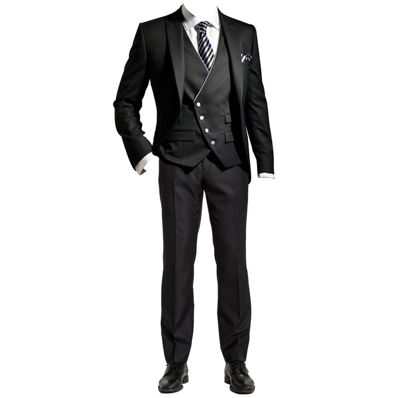 HBDesign Men's 3-Piece Slim Fit 1-Button Wedding Suit - Groomsman Tuxedo & Formal Business Attire - Perfect for Weddings, Prom & Special Occasions