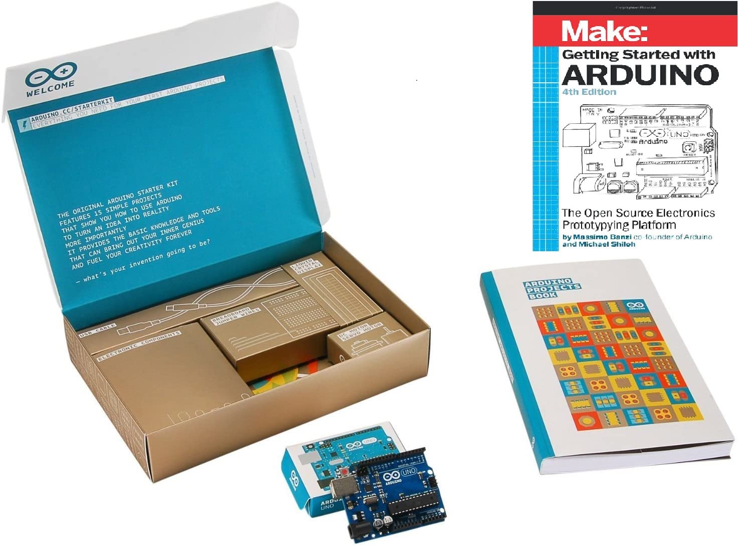Official Arduino Starter Kit Deluxe Bundle with Make: Getting Started Book - Open Source Electronics Prototyping Platform for Beginners | Perfect for STEM Education, DIY Projects & Robotics Learning