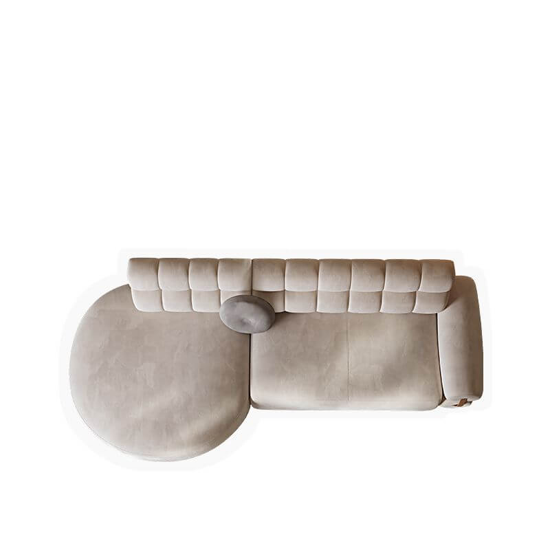 L-Shaped Sectional Sofa with Chaise Lounge, Channel Tufted Back, Soft White Polyester Blend Fabric, Seats 5, Round Arms & Hidden Support - Perfect for Living Room, Family Room or Home Theater