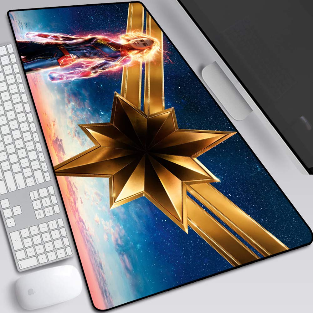 Captain Marvel Gaming Mouse Pad - Large Non-Slip Rubber Desk Mat (31.5x11.8in) for PC, Laptop & Office - Extended Professional Mousepad with Classic Marvel Design - Perfect for Gamers & Work