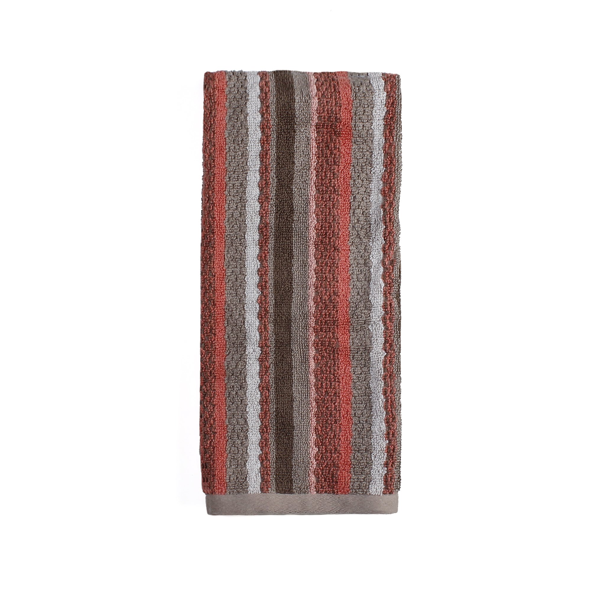 SKL Home Coral Garden Stripe Hand Towel - Soft Absorbent Cotton Bath & Kitchen Towels for Bathroom, Spa, and Guest Use