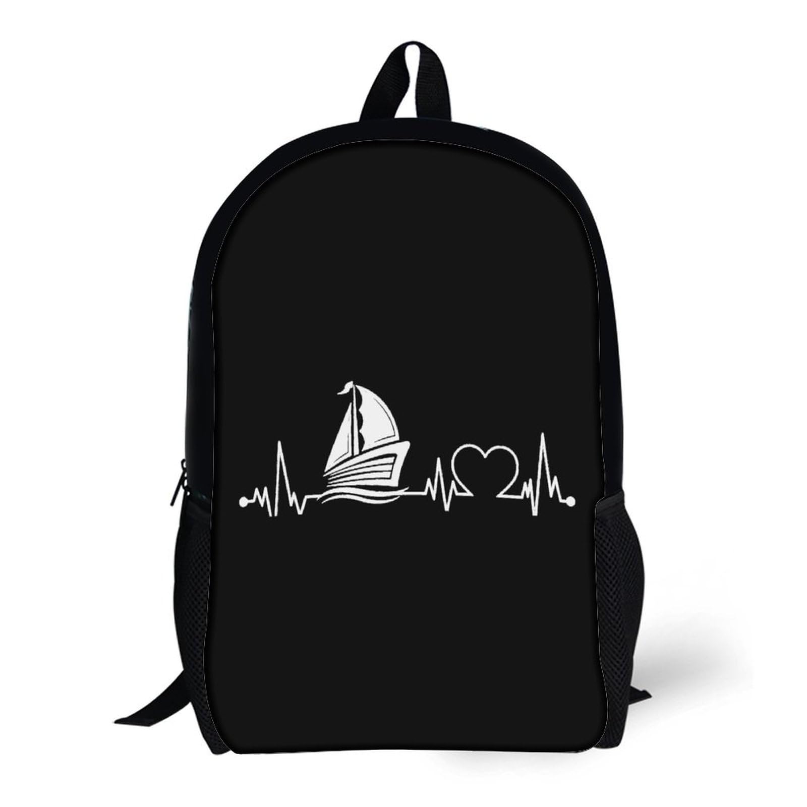 IOEDTHBJ 17 Inch Sailing Heartbeat Backpack - Waterproof Laptop Backpack for Men & Women, 3D Printed School Computer Bag with USB Charging Port - Perfect for Work, Travel & College (Fits 17