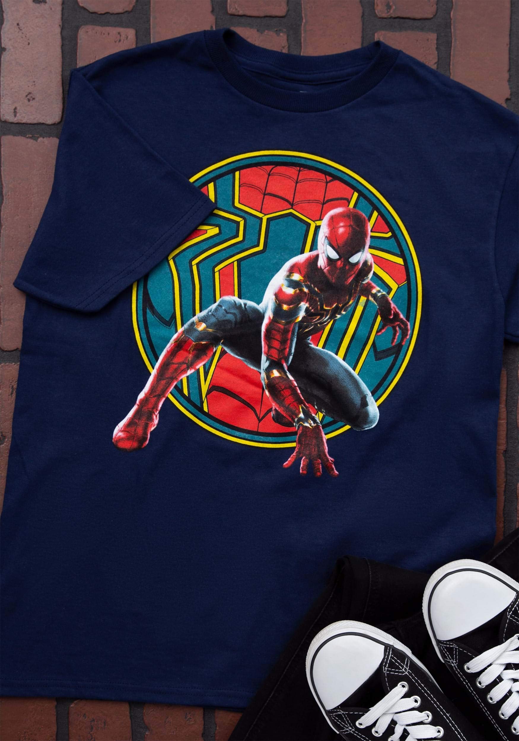 Boys Iron Spider-Man Navy Blue T-Shirt - Superhero Costume & Casual Wear for Kids
