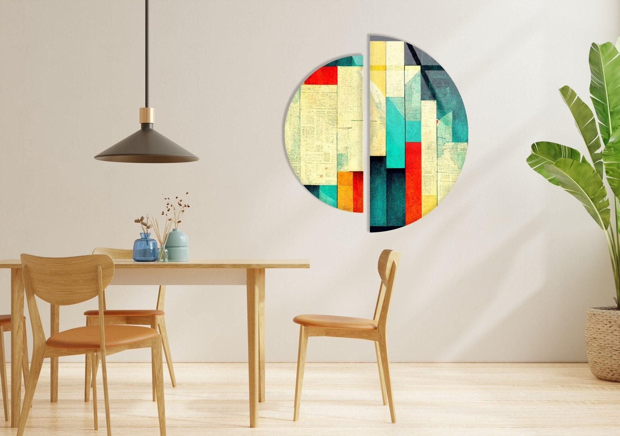 Abstract Beige Glass Wall Art Set of 2 - Modern Home Decor for Living Room, Bedroom & Office - Handcrafted Contemporary Artwork for Interior Design